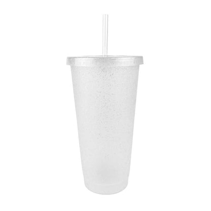 Vaso glitter con tapa y popote 26 Oz