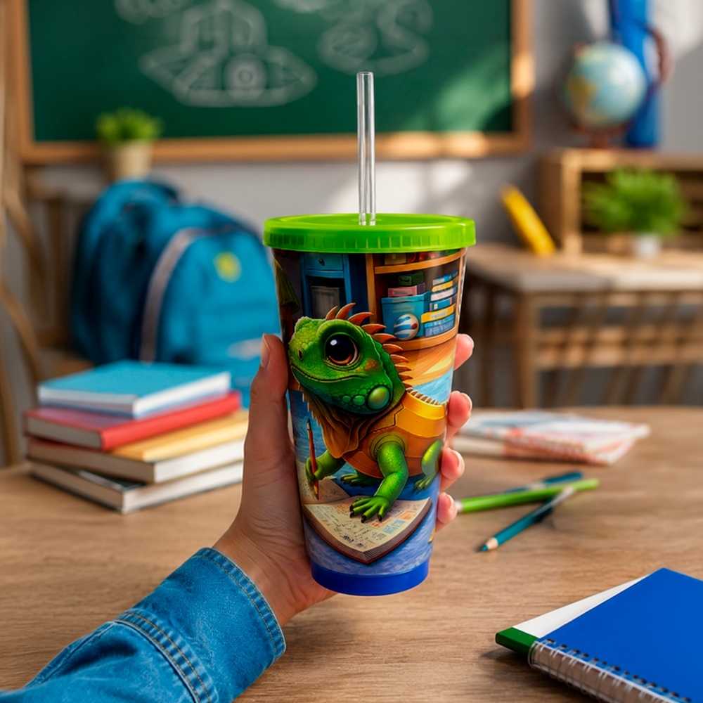 Vaso con tapa y popote 26 Oz