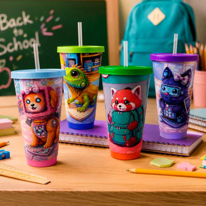 Vaso con tapa y popote 26 Oz