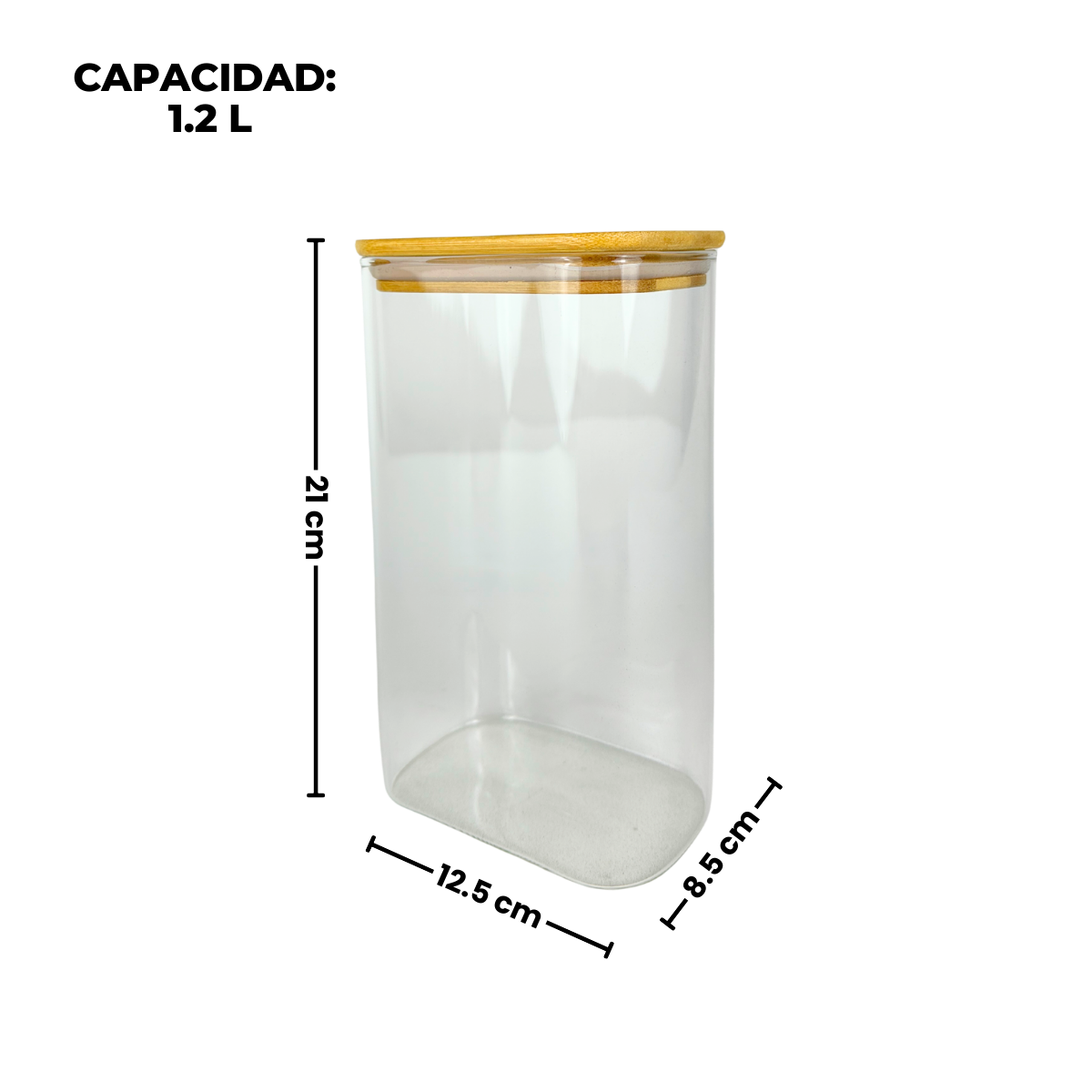 Set de 3 contenedores de vidrio con tapa de madera