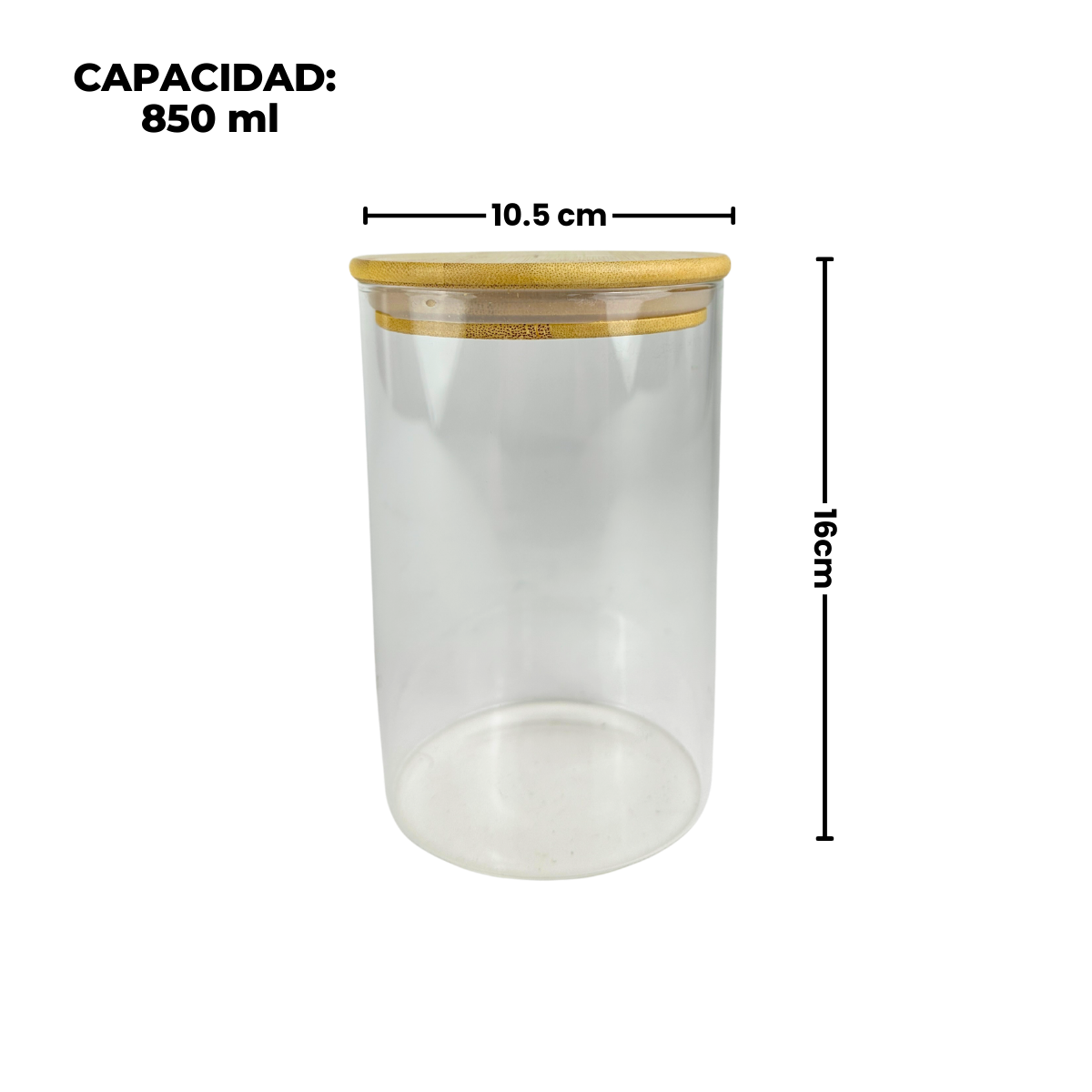 Set de 4 contenedores de vidrio con tapa de madera