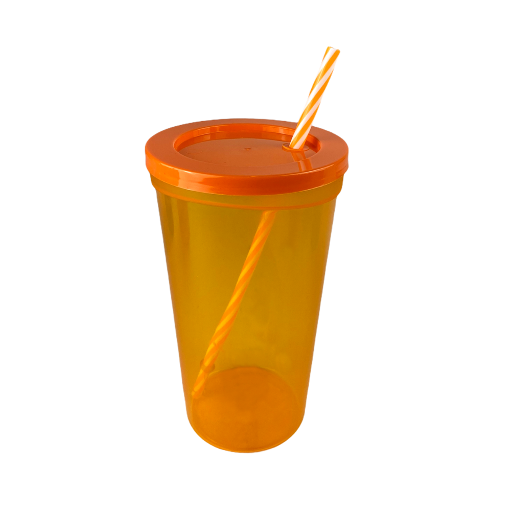 30 Vaso de plástico con tapa de presión y popote. La tapa cuenta con un  diseño que simula olas. CAP. 470 ml. Impresos con tu logo.