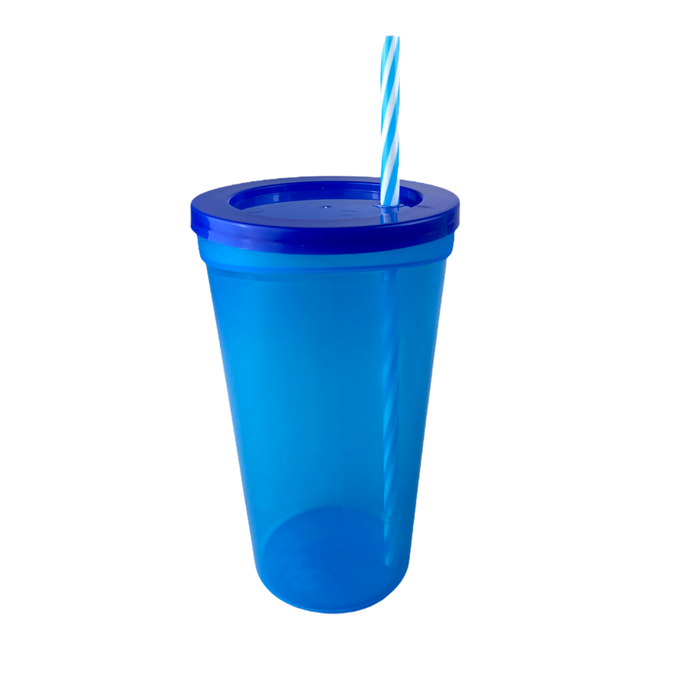 Arrow Vaso de plástico con popote integrado, 22 onzas, surtido